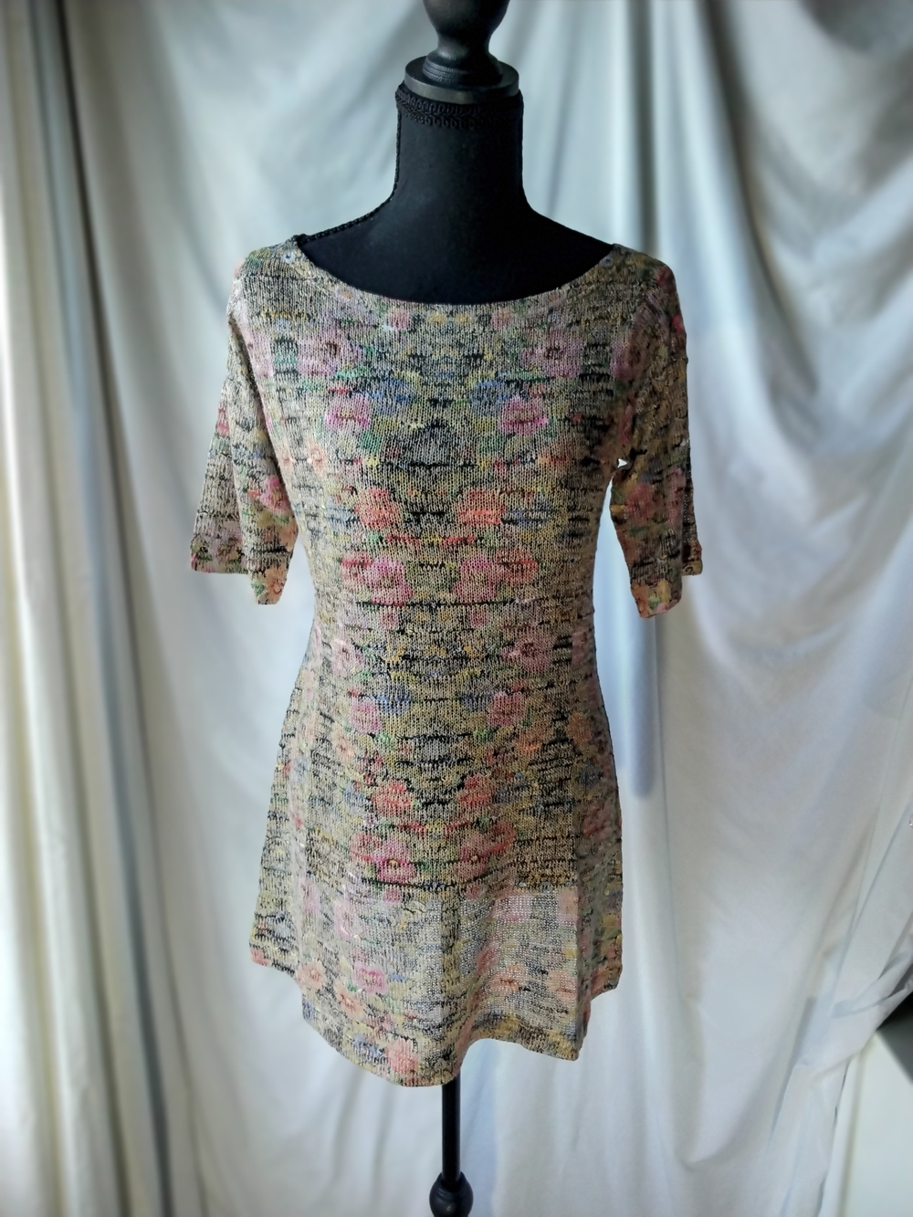 Nally & Millie Multicolor Floral Knit Top in Pink and Green